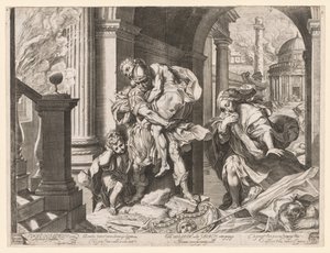 Aeneas en Zijn Familie Vluchten uit Troje, 1595