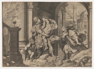 Aeneas en zijn familie vluchten uit Troje, 1595