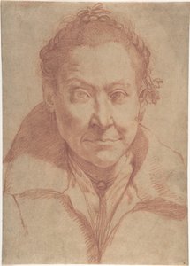 Busteportret van een vrouw (recto); borstbeeldstudie van een meisje (verso) door Agostino Carracci
