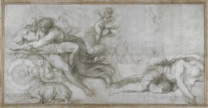 Cephalus meegenomen door Aurora in haar Wagen Carton voor een fresco in de Galerij van het Palazzo Farnese, Rome, ca. 1599