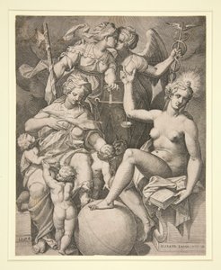 Liefdadigheid, Gerechtigheid, Waarheid en Vrede door Agostino Carracci