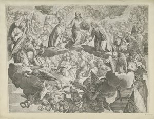 Het martelaarschap van de heilige Justina van Padua (bovenste helft) door Agostino Carracci