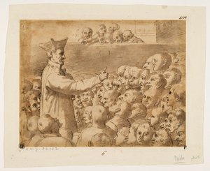 Karikatuur van een preek door Agostino Carracci