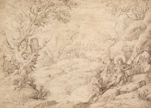 Landschap met de verzoeking van Christus