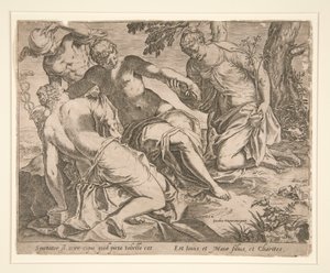 Mercurius en de Drie Gratiën door Agostino Carracci
