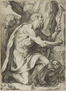 Sint Hiëronymus in Boetedoening door Agostino Carracci