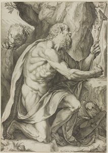 Sint Hiëronymus in boetedoening door Agostino Carracci