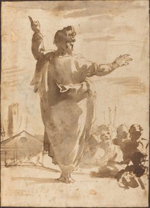 Sint Paulus Predikend door Agostino Carracci