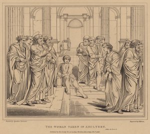 De vrouw betrapt op overspel, Johannes door Agostino Carracci