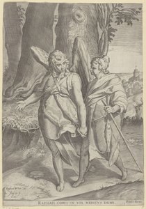 Tobias en de Engel door Agostino Carracci