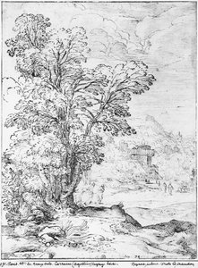 Boslandschap door Agostino Carracci