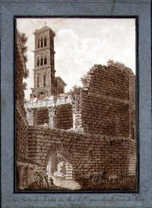 De tempel van Mars op het Forum in Rome, ca. 1800