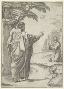 Heilige Paulus en een Franciscaner monnik door Agostino Veneziano
