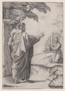 Sint Paulus en de Franciscaanse monnik door Agostino Veneziano