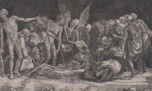 Skeletten, gedateerd 1518 door Agostino Veneziano