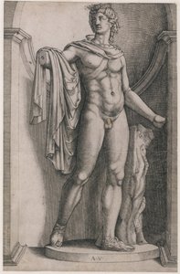 Speculum Romanae Magnificentiae: Apollo Belvedere door Agostino Veneziano