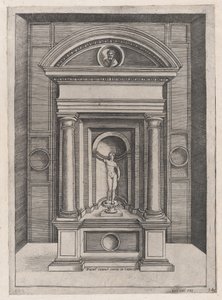 Speculum Romanae Magnificentiae: Het Altaar van Jupiter in de Oudste Tempel op de C..., ca. 1514-1536 door Agostino Veneziano.