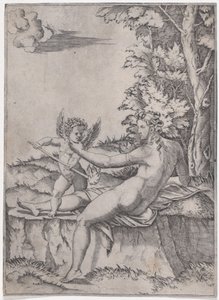 Venus en Eros door Agostino Veneziano