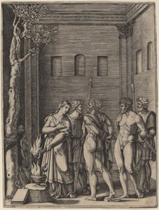 Iphigenia herkent haar broer door Agostino dei Musi