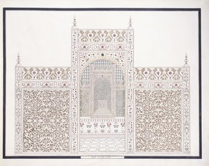 Deel van de Taj, ca. 1815 door Agra School