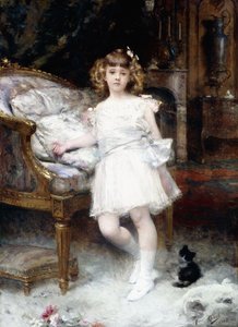 Portret van Janine Potin met een kitten, 1904 door Aimé Nicolas Morot