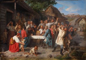 Een eed van matigheid. De Matigheidsvereniging, 1860 door Akim Yegorovich Karneev