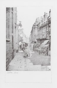 Lanes in Londen: Leather Lane (litho)