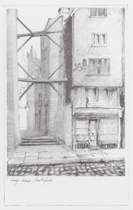 Lanes in Londen: Long Lane, Smithfield (litho) door Alan Stapleton