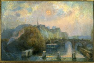 De Cité, Parijs, herfst ochtend door Albert Charles Lebourg