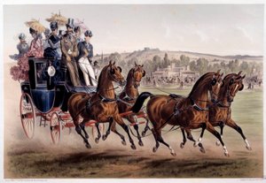 Postkoets, de terugkeer van races Prent door Albert Adam (1833-?) 19e eeuw Parijs, Musee Carnavalet