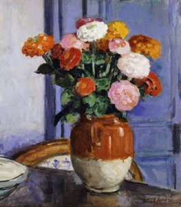 Bouquet of Zinias; Bouquet de Zinias door Albert Andre