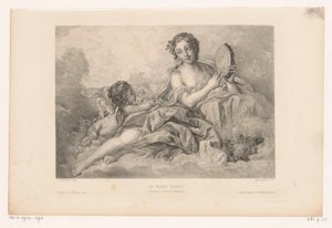 Muse Erato met putto en tamboerijn door Albert Ardail