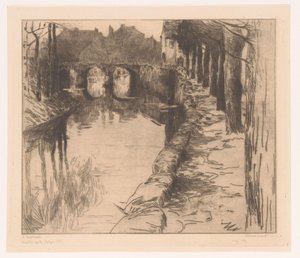 Oude brug over een kanaal in Diksmuide door Albert Baertsoen