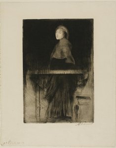 Vrouw in een cape door Albert Besnard