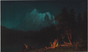 Bergachtig landschap bij maanlicht door Albert Bierstadt