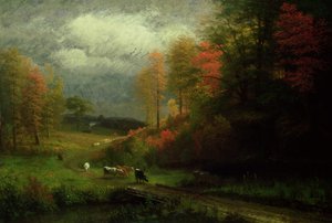 Regenachtige dag in de herfst, Massachusetts, 1857 door Albert Bierstadt