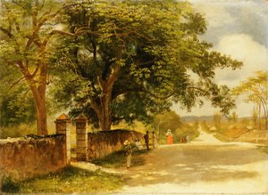 Straat in Nassau, ca. 1878 door Albert Bierstadt