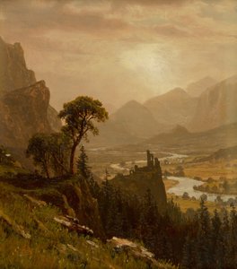 Zonsondergang op de berg door Albert Bierstadt