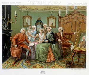 Engelse bourgeois in hun interieur door Albert Charles August Racinet