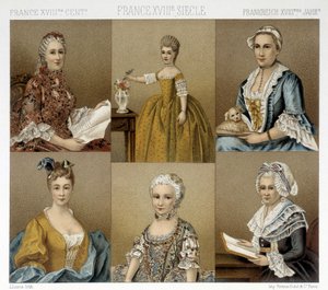 Franse vrouwelijke mode in de 18e eeuw. Illustratie in 