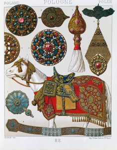 Poolse ornamenten, paard Hussars (lithografie)