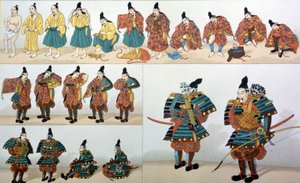 Samurai tijdens de kledingceremonie - in Het historische kostuum door Racinet