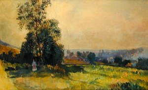 Een Jong Meisje in een Landschap