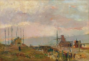 De rustieke brug bij Rouen