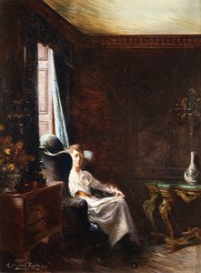 Lezen bij het raam, 1919 door Albert Chevallier Tayler