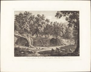 Ruïnes bij Tivoli van de Benedenverdieping van de Villa van Cassius door Albert Christoph Dies