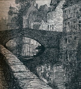 Brugge: Le Quai Vert The Green Quay, 1916, 1917 door Albert Delstanche