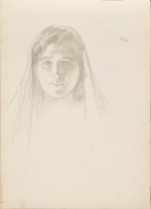Aino Ackté als Alcestis, schets van het gezicht