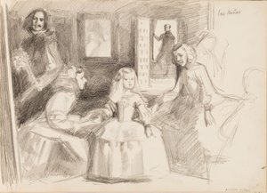 Las Meninas, schets naar Diego Velázquez door Albert Edelfelt