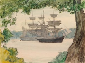 Zeilboten in het landschap door Albert Edelfelt